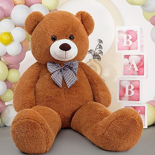Image of MaoGoLan Giant Brown Teddy Bear 4 Feet,Adorable and Cuddly Big Bear Stuffed Animal 47 inch, Classic Teddy Bear Plush Gift Decoration for Baby Shower,Party,Birthday,Valentines Day