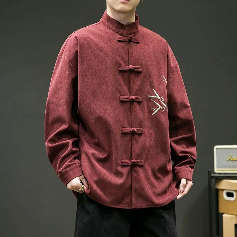 Spring Autumn Corduroy Jackets Men Tang Suit Casual Jacket Coats Mens Embroidered Patchwork Men Chinese button Tops4