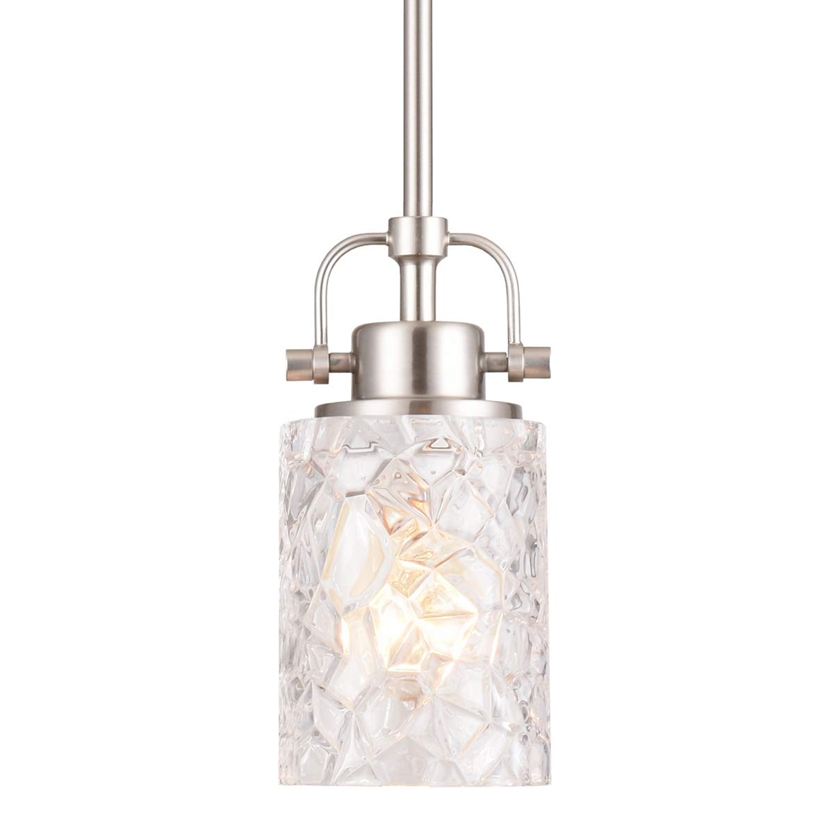 ALICE HOUSE Mini Modern Pendant Lighting for Kitchen Island, Brushed Nickel Glass Hanging Lamp, Contemporary Farmhouse Pendant Light for Dining Room, Bedroom, Bathroom, ETL Listed, AL9082-P1