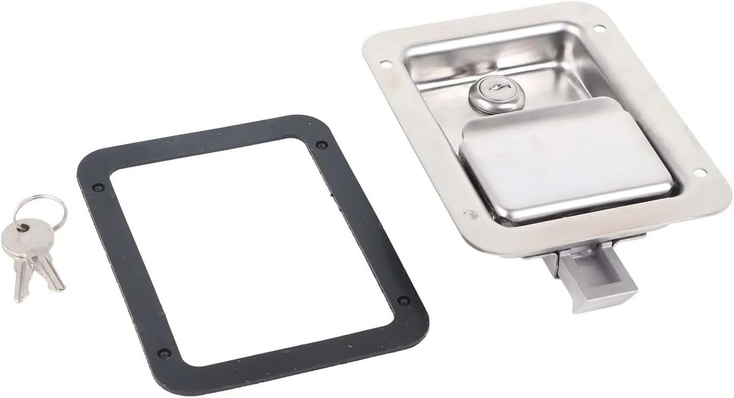 Flush Mount Paddle Door Weatherproof 304 Stainless Steel Toolbox Lock with 2 Keys RVs Trailers Paddle Door