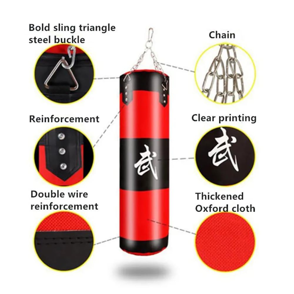 HEYOUTH Worek Bokserski Wiszący, Wypełniony Worek Bokserski Wytrzymały 15 w 1, Materiał PU z Grubszym Łańcuszkiem Obracalny o 360°, Nadaje Się Do Boksu Muay Thai