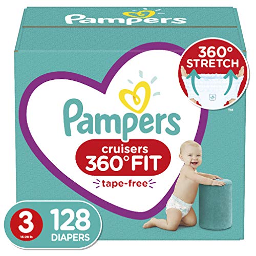 Diapers Size 3, 128 Count - Pampers Cruisers 360° Fit Disposable Baby Diapers, Enormous Pack (Packaging May Vary)