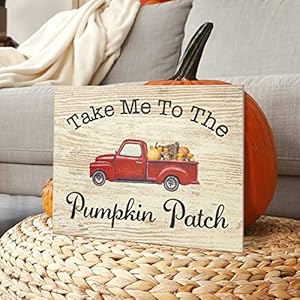 JennyGems Fall Decor, Take Me To the Pumpkin Patch Hanging Wooden Sign, Fall Decorations for Home, Autumn Harvest, Thanksgiving Decor, Red Truck Pumpkins, Made in USA JennyGems Fall Decor Take Me To the Pumpkin Patch Hanging Wooden Sign Fall Decorations for Home Autumn Harvest Thanksgiving Decor Red Truck Pumpkins Made in USA