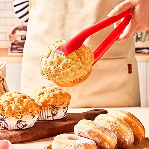 Image of YANCI 3 Pcs Reusable Plastic Kitchen Serving Tongs, Non-Slip Bread Clip for Cooking, Salad Tongs, Colorful Tongs, Catering and Everyday Use (Red)