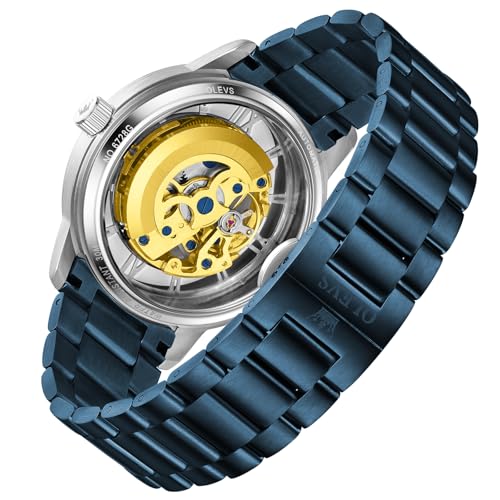 Image of OLEVS Automatic Watches for Men 43MM Skeleton Large Dial 3Hand Self Winding Watch Stainless Steel Dress Luxury Mechanical Waterproof Luminous Wirst Watch Gift