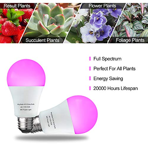 3 Pack LED Indoor Plant Grow Light Bulb A19 Bulb, Full Spectrum Plant Light Bulb, 9W E26 Grow Bulb Replace up to 100W, Grow Light for Indoor Plants, Flowers, Greenhouse, Indore Garden, Hydroponic