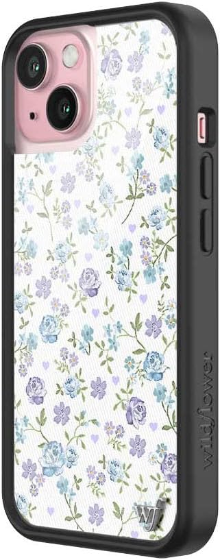 Wildflower Cases - Compatible with iPhone 15 | Protective Black Bumper, 6.5ft Drop Test Certified, Women Owned Small Business | Aesthetic Coquette Trendy Flower | Lilac & Blue Floral - Image 2