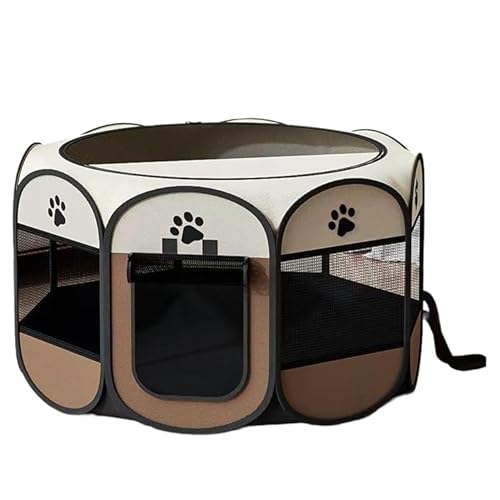 Rinoct猫用産室 ペットワンルームケージ 多目的折りたたみ式 360° パノラマビュー 広々快適空間 産室/テント/療養室に対応 (コーヒー色)