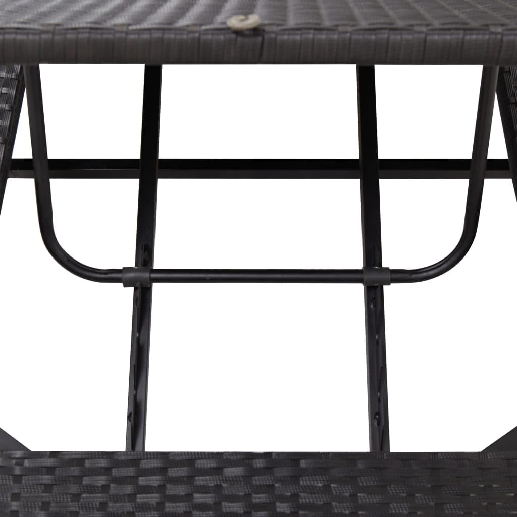 Leżak ogrodowy z polirattanu z poduszką, 220 x 75 x 35 cm, odporny na warunki atmosferyczne rattan PE ze stalowym stelażem, regulowany, na taras, balkon, basen, plażę, urlop