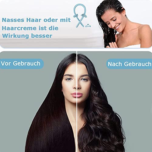Foto von Lockenwickler Locken Ohne Hitze, New Seidenhaar Lockenwickler, Heatless Curls Band mit Haarnadel, Lockenwickler über Nacht,DIY Haare Locken Ohne Hitze Frisurenset,für langes mittleres Haar(Beige)