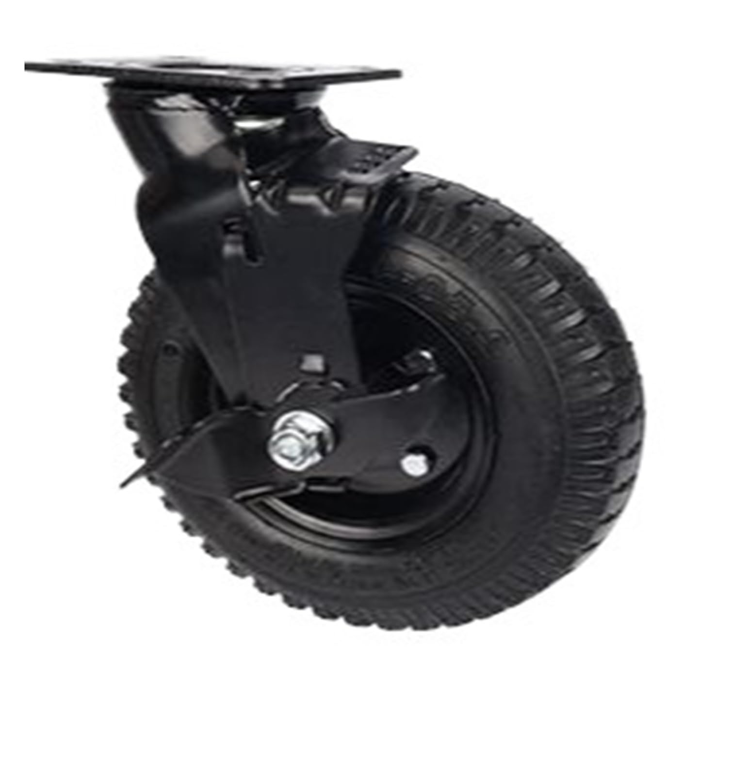 1 piece 8 inch regular caster inflatable rubber wheel heavy duty(8-inch-B-braked)