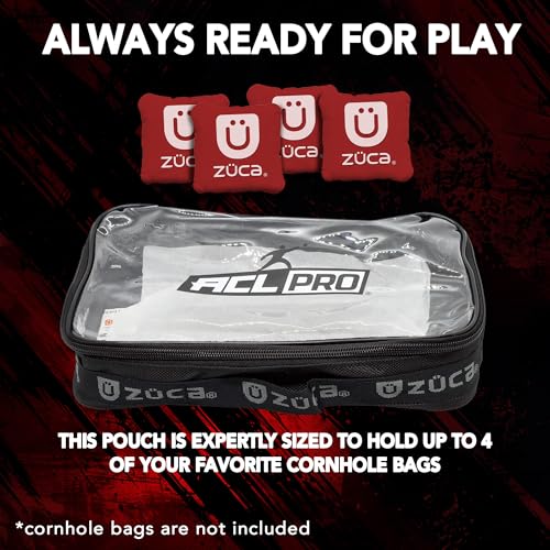 ZÜCA Cornhole ACL Pro Pouch - Cornhole Bag Utility Pouch - Fits 4 Cornhole Bean Bags - Durable Ballistic Nylon with Clear Vinyl Lining - Fit Handles of Cornhole Bag Carry Case