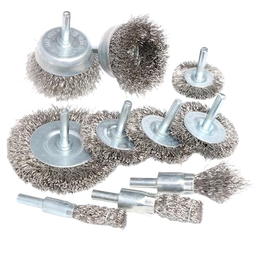 Hiqalty 10PCS Steel Wire Wheel Brush Set for Drill