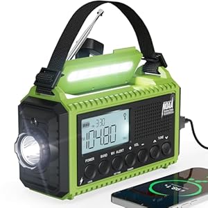 Emergency Radio,5000 NOAA Weather Radio with AM/FM/NOAA/SW,SOS Battery Operated Radio,5 Way Powered Emergency Hand Crank Radio with USB Charger, Flashlight, Reading Lamp, Headphone Jack for Outdoor