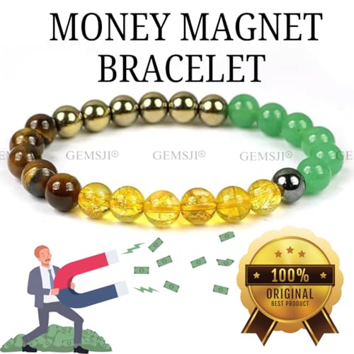 Image of Certified Money Wealth Bracelet With Lab Certificate, Pyrite, Green Aventurine, Citrine, Hematite, Tiger Eye Stone For Attracting Money, Financial Success, Good Luck, Crystal Healing Natural Money Magnet Prosperity Gemstone Crystal