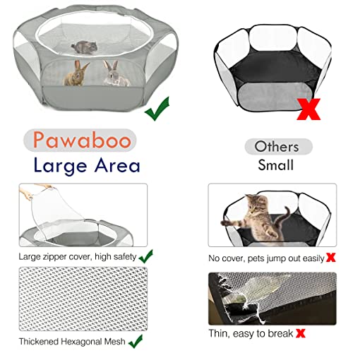 Image of Pawaboo Small Animal Playpen with Zippered Cover,Light Gray