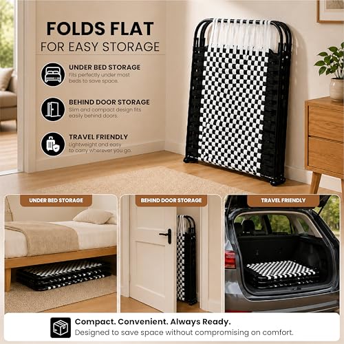 Image of Folding Bed Single for Sleeping 3x6 feet | Portable Foldable Cot for Adults | Heavy Duty Metal Khatiya Charpai Khatla Khatlo Khat| Space Saving Guest Bed for Home, Hostel, PG & Travel Use