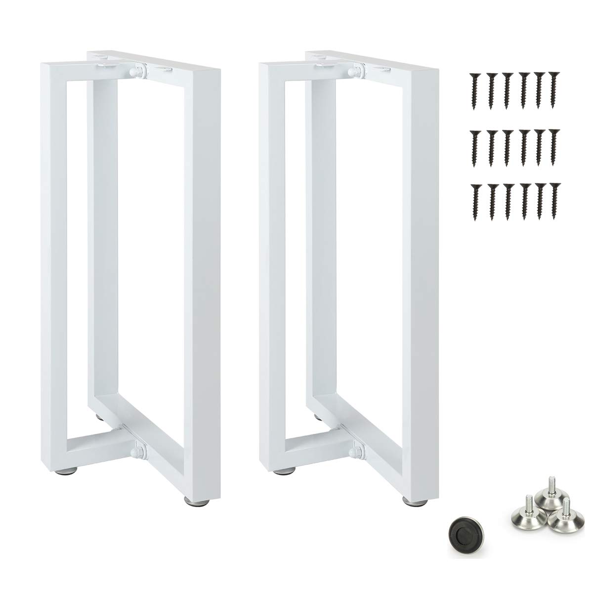 HOMEKAYT Metal T-Shape Table Legs, 28”H x 17.7”W, White (2Pcs) - Heavy Duty, Modern Design, Suitable for Dining, Computer, Office Tables, TV Stands, Patio Tables