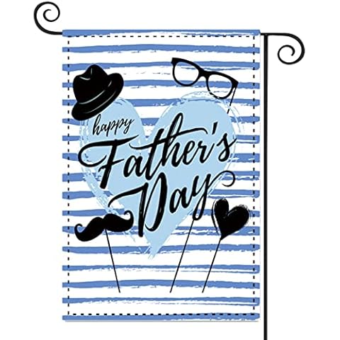 Happy Father's Day Garden Flag 12×18 Inch Double Sided Tie and Mustache Yard Flag Home Patio Lawn Outside Outdoor Decoration (Style A) Cover