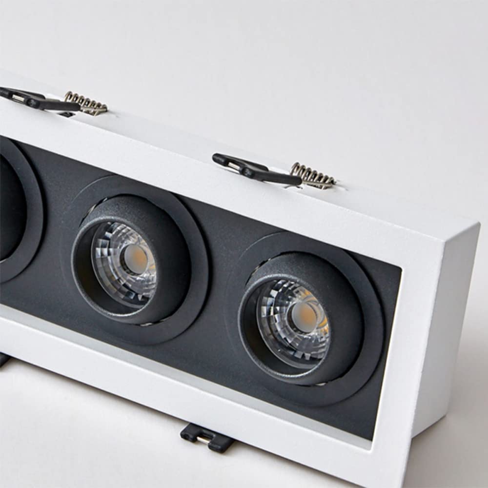 Focos de cardán de retroadaptación empotrable Rectangular de 3 Cabezales, 15 W/21 W/30 W, luz de Disco LED sin Barra, Globo Ocular, Foco de Techo, CRI 90+, Temperatura de 3 Colores