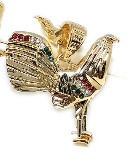 Gold Plated Chicken Rooster Pendant Necklace Figaro 26
