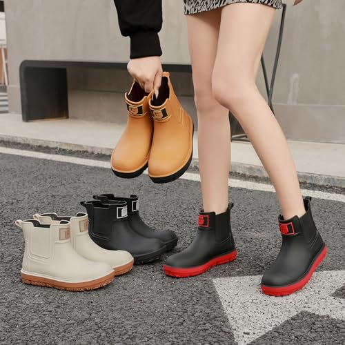 HSBDNZQ Deck Rain Boots Men Women, Short Waterproof Rubber Boots, Anti Slip Lightweight Water Shoes Unisex, Original Chelsea Garden Boots, Durable Fishing Boots Outdoor, Mud Work Booties4