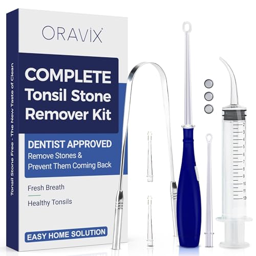 ORAVIX Tonsil Stone Remover - Tonsil Stone Removal Kit - Tonsillolith Remover Tool - Tonsil Cleaner - Fight Bad Breath - Tonsil Stone Removal Tool - Oral Irrigator - Tongue Scraper - 7 Pieces