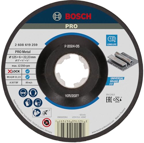 Bosch Professional gekröpfte Schruppscheibe Expert (für Metall X-LOCK Ø125 mm BohrungsØ: 22 23 mm Dicke:6 mm) 2608619259 Ø 125 mm