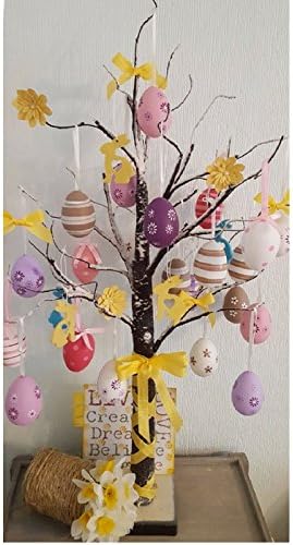 Easter Tree With Lights - Brown Bark 60cm Table Top Twig Tree - Pre-Lit with 24 LEDS