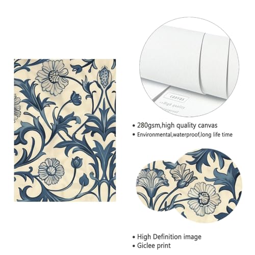 Impression sur toile orientale bleue 45x58cm pour décoration murale