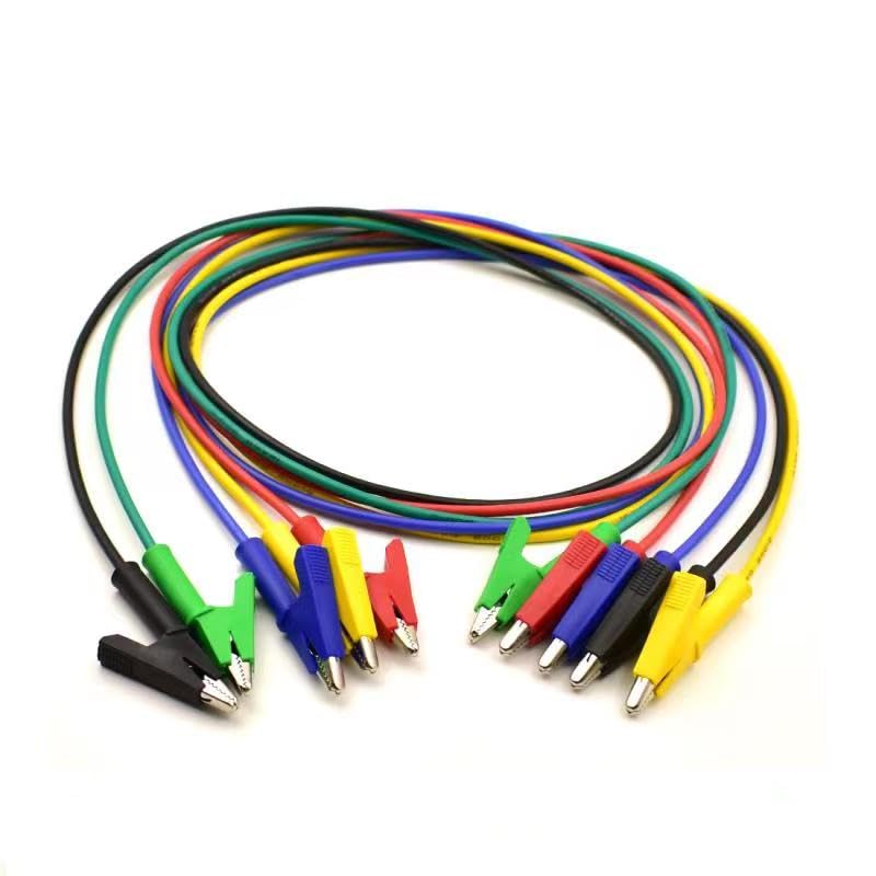 5Pcs 14 Gauge Jumper Wires Alligator Clips Heavy Duty Silicone Test Leads with Insulators Clips for Electrical Testing 5 Colors 6.6ft/2m