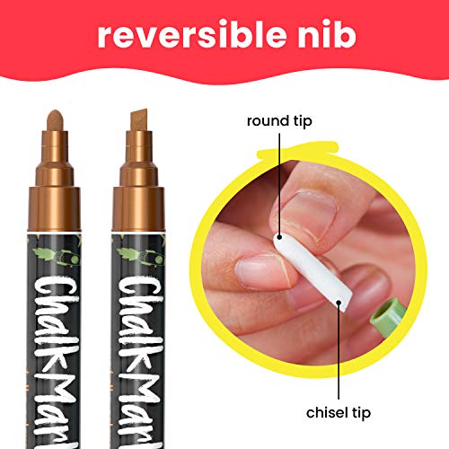 Metallic krijtstiften - 10 stuks krijtstiften - voor krijtbord, whiteboard, Blackboard, raam, labels, Bistro, glas - nat… - Image 4