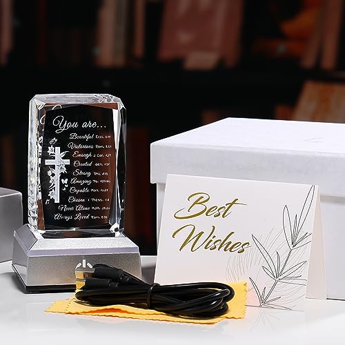 Image of Qianwei Christian Gifts for Women - 3D Crystal Cross Bible Verse Encouragement Motivational Gifts Prayers Religious Faith Gifts Sister Women Men Friends Mom