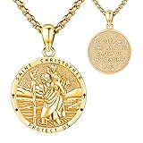 Eusense st christopher medal gold-plated saint christopher necklace women mens st. christopher pendant christopher medallion