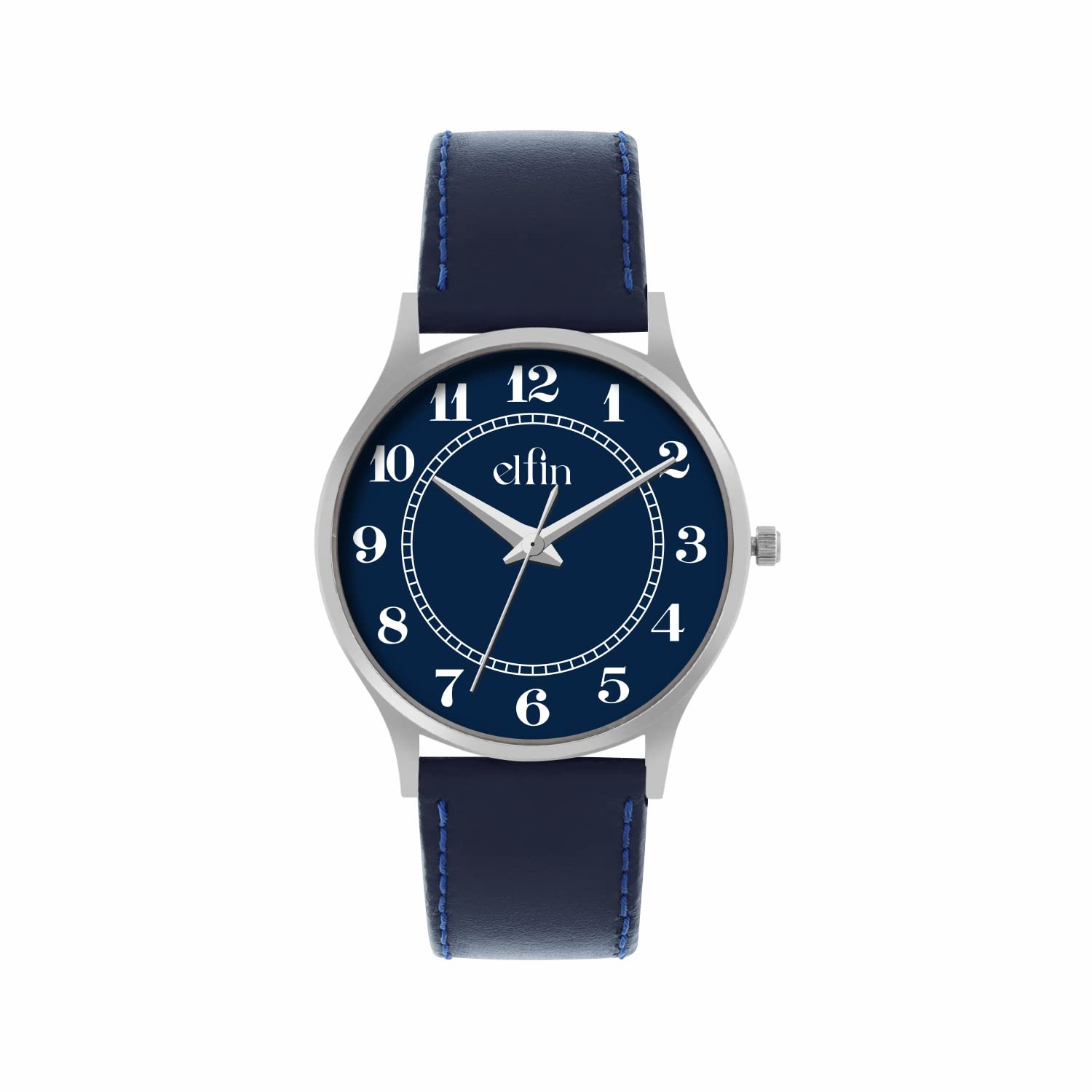 e ELFIN Sleek Analog Mens Watch with Leather Strap Blue and Silver (B0CWH7JRNZ) Amazon Price History, Amazon Price Tracker