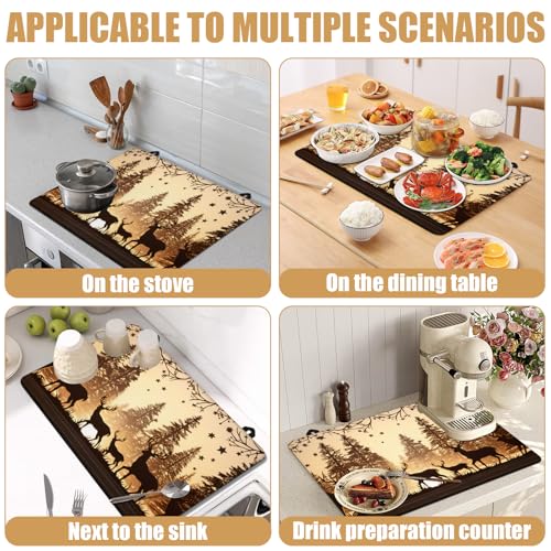 Image of Forest Deer Stove Top Covers for Electric Stove, Wild Animals Electric Gas Stove Pad Heat Resistant Range Cooktop Protector for Home Decor Kitchen 28 inchx20 inch