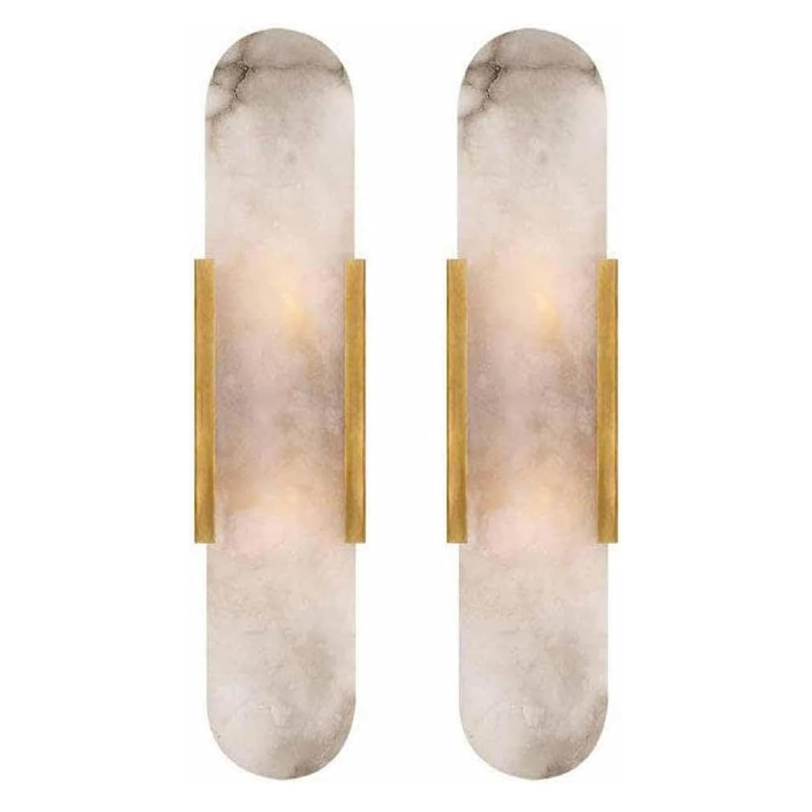 Natural Alabaster Wall Sconces Set Of 2, Marble Lamp, Light Fixtures Sconce Lighting, White Stone Mount Marble, Modern Indoor Long Linear Bedside For Bedroom Living Room Hallway Stairs Kitchen