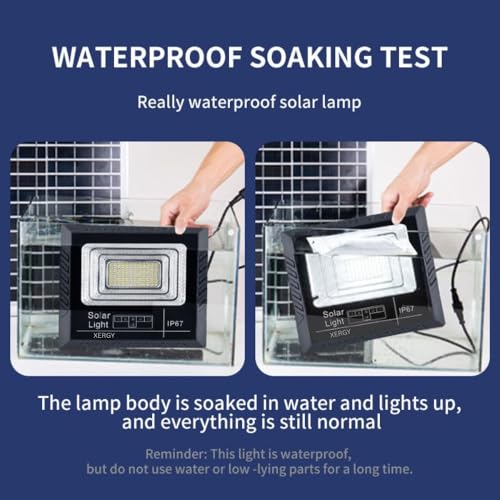 Image of XERGY 100W Solar Flood Light with Remote-156 LED, Ultra Bright, 2400mAh Battery, IP67 Waterproof, Auto On /Off Dusk-to-Dawn Sensor Security Outdoor Light for Home, Garden, Balcony (4m Cable Included)