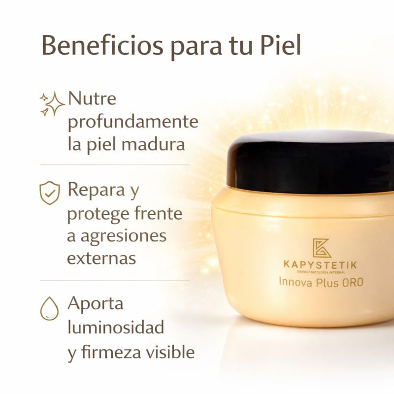 Inova Plus Oro profesional crema facial hidratante que aporta luminosidad para piel seca o apagada en rutina diaria