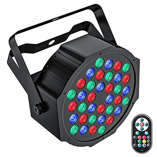 GdjRttk RGB LED Par Strahler, 72W Bühnenlicht mit Fernbedienung und DMX 7CH, 36 LED Partylicht mit 7 Beleuchtung Modi für Disco Partys Bar Halloween Weihnachten