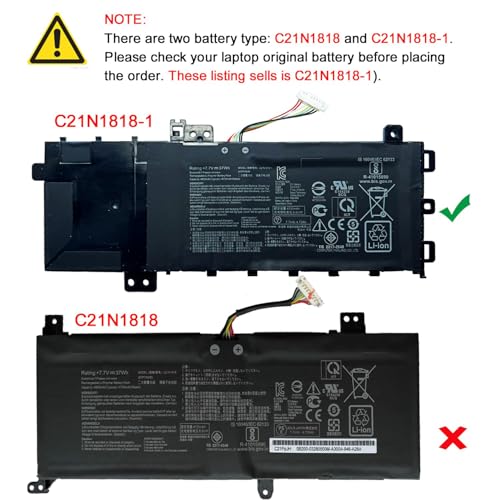 Image of C21N1818-1 Laptop Battery for ASUS VivoBook 15 F512FA F512DA X512JA F512FB F512FJ F512FL F512UA X512FJ X512FL X512JF X512JP X512DK R564JA S512DK S512FA Series 0B200-03190800 2ICP7 /54 /83