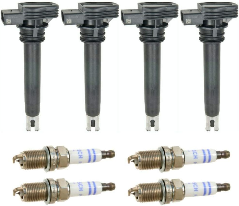 Set of 4 Ignition Coils + 4 Spark Plugs BOSCH replacement for VW