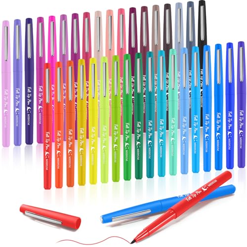 Image of Fuyoooo 36 Pcs Multicolor Felt Tip Pens, Quick Dry, 0.7 mm Medium Point