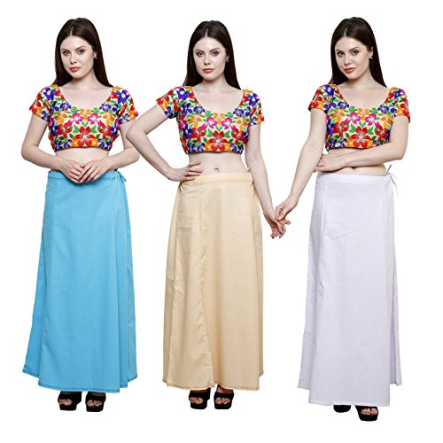 Image of Pistaa combo of 3 Women's Cotton Best Indian Readymade Inskirt Saree petticoats