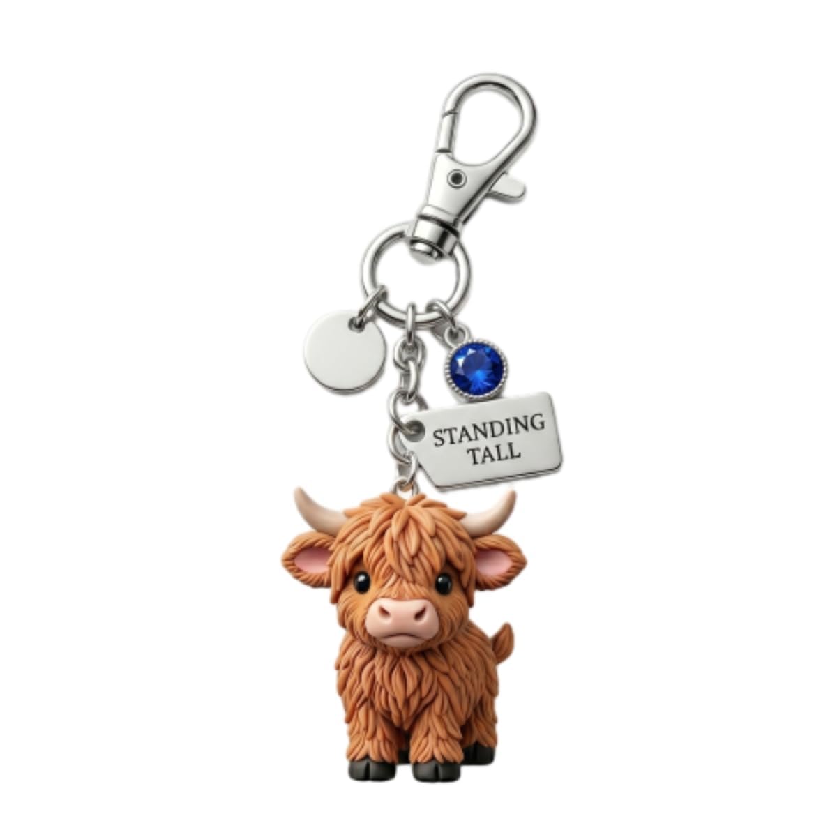 Géneric Highland Cow Keychain, Cute Highland Cow Key Ring, A Little Highland Cow for You (A,Blue,1)