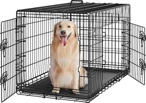 Yaheetech 42inch Double Door Dog Crate w/Divider, Collapsible Metal Kennel
