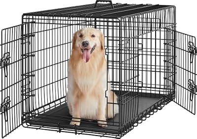 Yaheetech 42inch Double Door Dog Crate w/Divider, Collapsible Metal Kennel