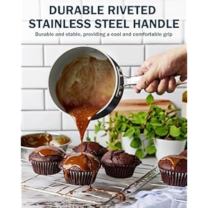 Cook N Home Nonstick Sauce Pan with Glass Lid 15 Quart Small Saucepan Hard Anodized Non Stick Ceramic Cookware Induction Cooking Pots and Pans with Stay Cool Handles Cacerola Blue