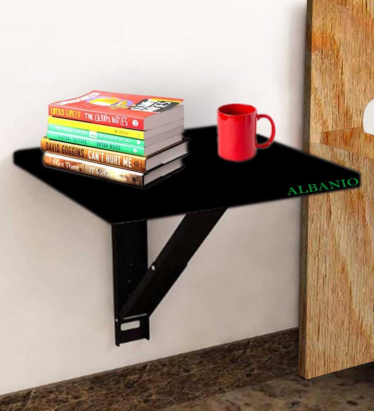 ALBANIO Folding Wall Mounted Study Desk, Foldable Laptop Office Table Solid Wood Finish Wall Mounted Shelf Drop-Leaf Design Folding Table Kitchen... - Image 2
