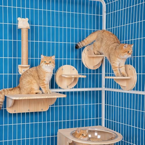 猫 ケージ用テップ 猫 ケージ用爪とぎポール ケージ取り付け ねこ 爪研ぎ 天然麻 省スペース ポール つめとぎ 麻縄 猫用ゲージ ペットゲージ 取り付け 簡単 縦型 ストレス解消 運動不足対策 ネコ ナチュラル 木目 (スタイルF,詳細画像)